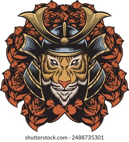 Vector Illustration of Tiger Samurai 