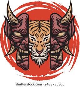 Vector Illustration of Tiger Samurai 