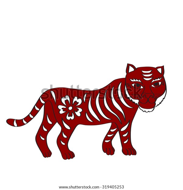 Vector Illustration Tiger Sign Chinese Zodiac Stock Vector (Royalty ...