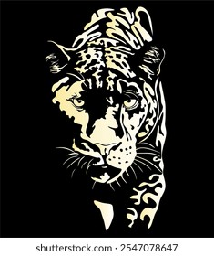 Vector illustration of a tiger. Silhouette in backlight. Handmade without artificial intelligence