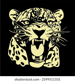 Vector illustration of a tiger. Silhouette in backlight. Handmade without artificial intelligence