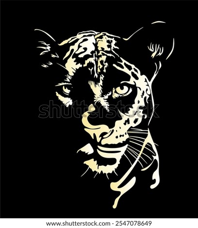 Vector illustration of a tiger. Silhouette in backlight. Handmade without artificial intelligence