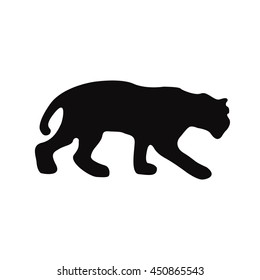 Vector illustration with tiger silhouette isolated on white background