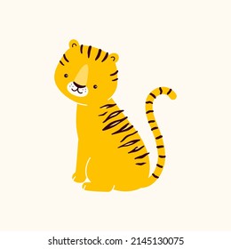 Vector illustration of a tiger sitting. Isolated on white background