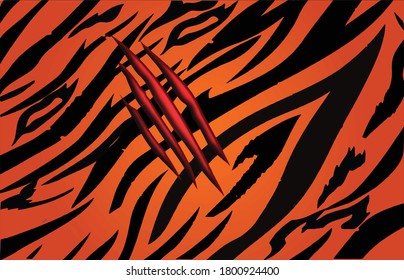 vector illustration of tiger skin design with claw marks,save the tiger vector poster,seamless pattern