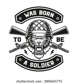 a vector illustration of a tiger soldier t-shirt design.