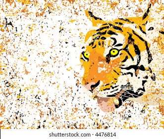 Vector illustration of a tiger's head with grunge