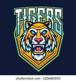 vector illustration of tigers mascot for logo template