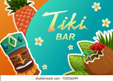 A vector illustration of Tiki Bar Poster 