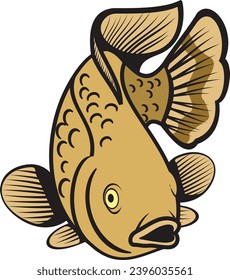 vector, illustration, tilapia, fish, water