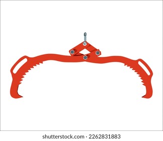 Vector Illustration timber lifting claws hook log tongs lifter tools isolated on white background. Carpentry hand tools for felling and logging.