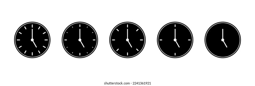 Vector illustration of Time Clock icon isolated set
