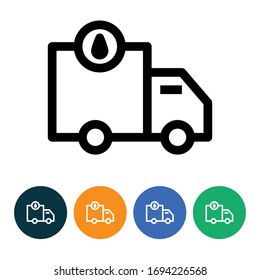 vector illustration time delivery truck icon or logo with 4 variations background, black color, line design style