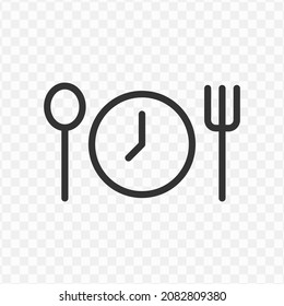 Vector illustration of time to eat icon in dark color and transparent background(png).