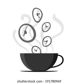 Vector illustration of time fly by off a coffee cup.