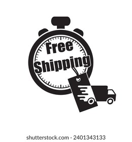 Vector illustration of time to implement Free Shipping