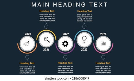 Vector illustration Time line design Infographic template with icons and 5 options or steps. Can be used for process, presentations, layout, banner, Slide, info graph.