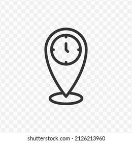 Icono vectorial de ubicación de tiempo en color oscuro y fondo transparente (png).