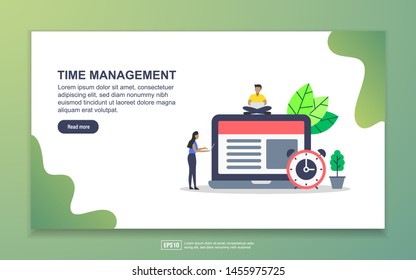 Vector illustration of time management concept with tiny people character. Easy to edit and customize