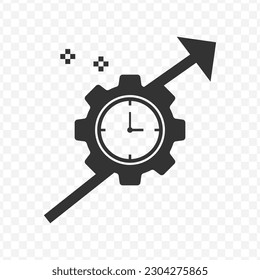 Vector illustration of time management icon in dark color and transparent background(png).