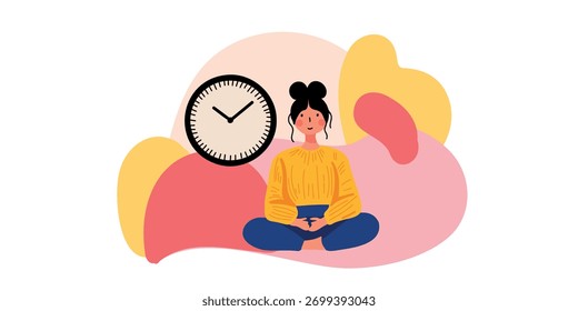 Vector illustration time management and life balance woman