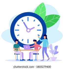 Vector illustration, time management, work activities, activities, tied to a schedule. Time efficient in all endeavors.