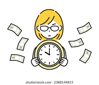 Vector illustration of time is money.