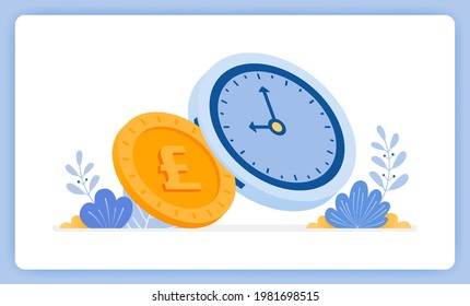 ilustración vectorial del tiempo es dinero y se puede intercambiar por dinero. gestión financiera. Ilustración vectorial aislada en fondo blanco y puede utilizarse para la página de inicio, sitio web, afiche, aplicación móvil