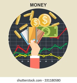 Vector illustration of time is money flat design.Concepts web banner and printed materials.