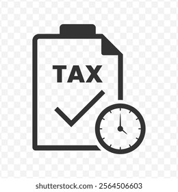 Vector illustration of time to pay taxes icon in dark color and transparent background(PNG).