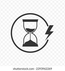 Ilustración vectorial del tiempo para recargar el icono en color oscuro y fondo transparente (png).