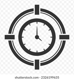 Vector illustration of time targets icon in dark color and transparent background(PNG).