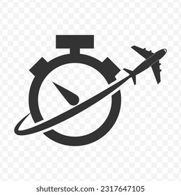 Vector illustration of time travel icon in dark color and transparent background(PNG).