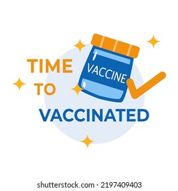 Vector Illustration Time to Vaccinated Covid-19