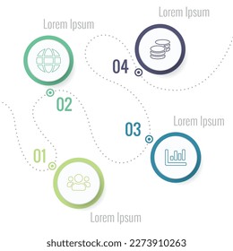 Ilustración vectorial de una infografía de línea de tiempo. diagrama de flujo infográfico de 4 pasos. Visualización de datos. Diagrama de procesos. Perfecto para plantillas ppt, presentaciones empresariales e informes de proyectos. EPS-10