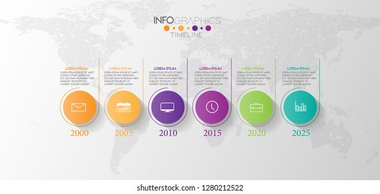 vector illustration timeline Infographic design template with icons and 6 options or steps. Can be used for process, presentations, layout, banner,info graph. 