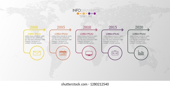 vector illustration timeline Infographic design template with icons and 5 options or steps. Can be used for process, presentations, layout, banner,info graph. 