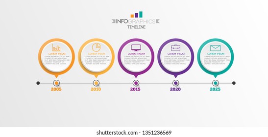 vector illustration timeline Infographic design template with icons and 5 options or steps. Can be used for process, presentations, layout, banner,info graph. 