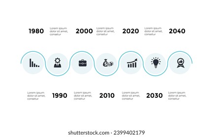 vector illustration timeline Infographic design template with icons and 7 options or steps. Can be used for process, presentations, layout, banner, info graph.