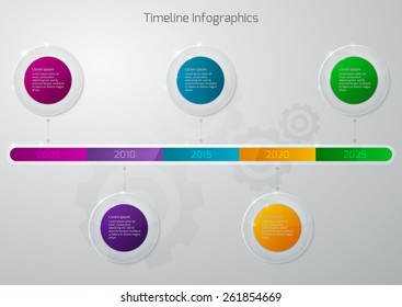 Vector illustration of a timeline infographics glass