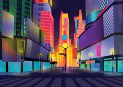 Vector Illustration Of Times Square, New York