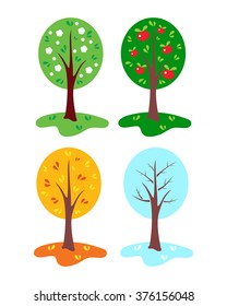 Vector illustration times of year, trees in the spring, summer, autumn, winter