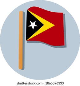 vector illustration of timor leste flag with stick, minimalist flat design