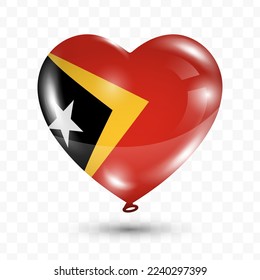 Vector illustration of a Timor-Leste country love balloon on transparent background (PNG). Flying love balloons for Independence Day celebration.