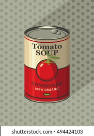 Vector Illustration Of A Tin Can With Label Tomato Soup