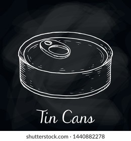 Vector Illustration of tin cans chalkboard sketch style