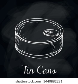 Vector Illustration of tin cans chalkboard sketch style