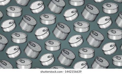 Vector Illustration of tin cans sketch style