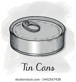 Vector Illustration of tin cans sketch style