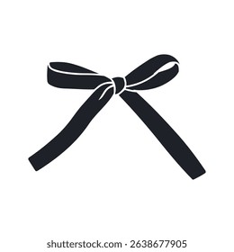 Vector illustration of a tiny black bow. Perfect for greeting card, invitation or packaging design, fashion prints, logos and other creative projects. Vector illustration isolated on white background.